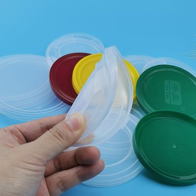 Η σαφής ανακύκλωση αποτύπωσε τα επαναχρησιμοποιήσιμα πλαστικά καπάκια PE 73mm σε ανάγλυφο